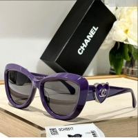 Top Quality Chanel Sunglasses with Heart CH5517 Purple 2024