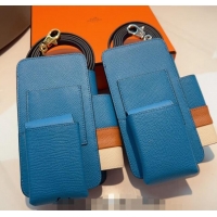 Well Crafted Hermes Way Phone Pouch Mini bag in Calfskin H0070 Blue 2024