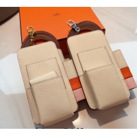 Famous Brand Hermes Way Phone Pouch Mini bag in Calfskin H0070 Cream White 2024