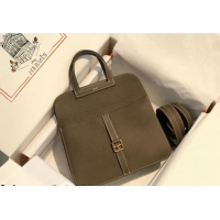 Discount Hermes Halzan 25cm Bag in Togo Calfskin Leather HH2937 Elephant Grey/Gold