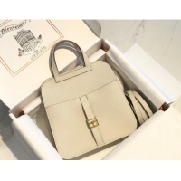 Super Quality Hermes Halzan Mini 22cm Bag in Togo Calfskin Leather HH2936 Milkshake White/Gold