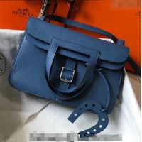 Top Quality Hermes Halzan Bag 30cm in Togo Leather HH1134 Agate Blue