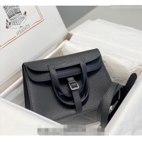 Top Grade Hermes Halzan 25cm Bag in Togo Calfskin Leather and Lambskin H7080 Black/Silver (Half Handmade)