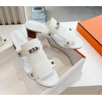 Shop Duplicate Hermes Calfskin Heel Slide Sandals White 326133