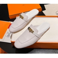 Grade Quality Hermes OZ Mules in Smooth Calfskin H041806 White 041806