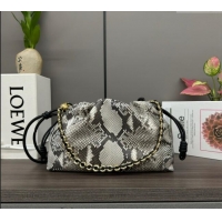 Discount Loewe Small Flamenco Purse bag in Snakeskin Embossed Leather L012403 Grey 2024