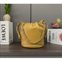 Best Quality Loewe Flamenco Purse Bucket bag in mellow nappa lambskin 012406 Sahara Yellow 2024