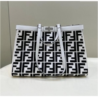 Super Quality Fendi Medium X-Tote Bag in FF Canvas 8265A White/Black 2024