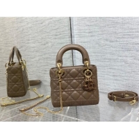 Promotional Dior Mini Lady Dior Bag in Cannage Lambskin 0523 Khaki Grey 2024