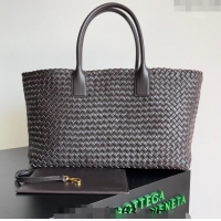 Well Crafted Bottega Veneta Large Cabat Tote Bag in Intreccio Leather 608811 Fondant Brown 2024