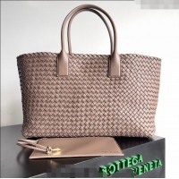 Pretty Style Bottega Veneta Large Cabat Tote Bag in Intreccio Leather 608811 Khaki 2024