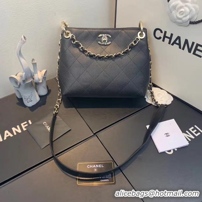 AAAAA Cheapest Chanel Small Calfskin hobo bag AS1461 blackFAKE