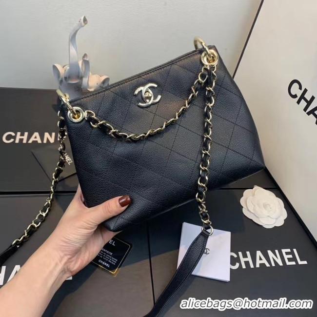 AAAAA Cheapest Chanel Small Calfskin hobo bag AS1461 blackFAKE