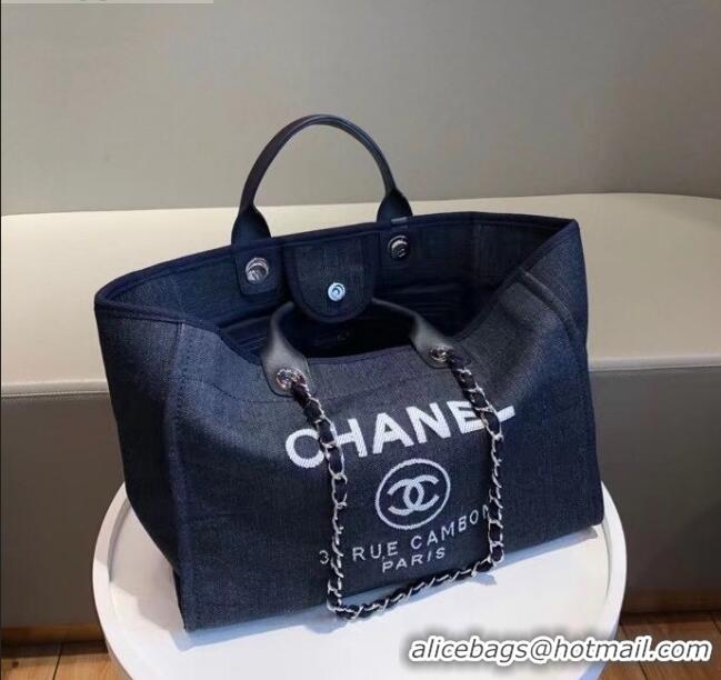 Top Quality Chanel Deauville Large Shopping Bag A66941 Navy Blue 2021 ...