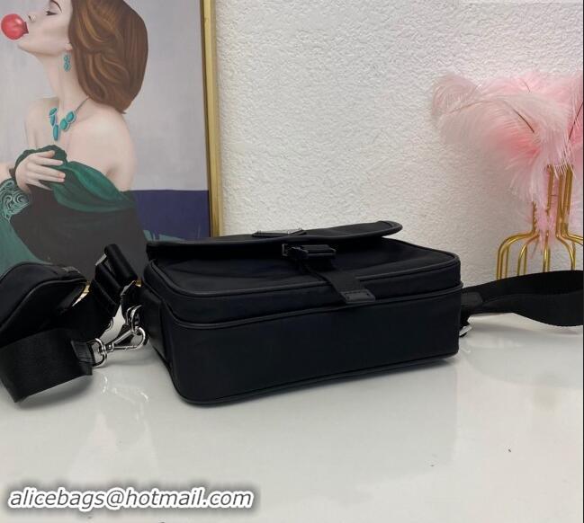 Top Grade Prada ReNylon and Saffiano Leather Shoulder Bag 2VH133 Black