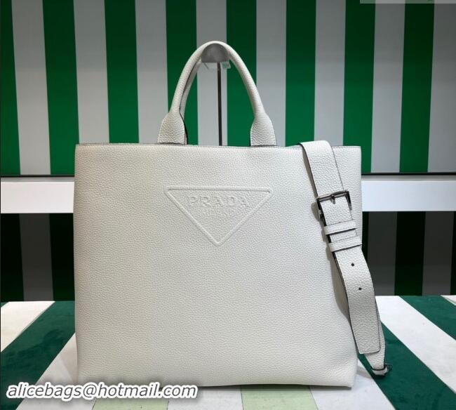 Top Design Discount Prada Mens Leather Tote bag 2VG109 White 2023